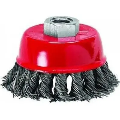 Корщетка "Чашка" гайка М14 стальная витая проволока 100мм