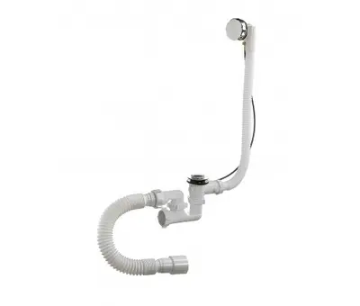 Сифон для ванны А-27089 1-1/2*40 регулируемый, с переливом и гибкой трубой 50/40 ОРИО