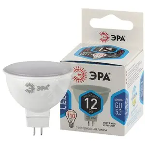 Лампа LED MR16 12Вт 4000К GU5.3 ЭРА