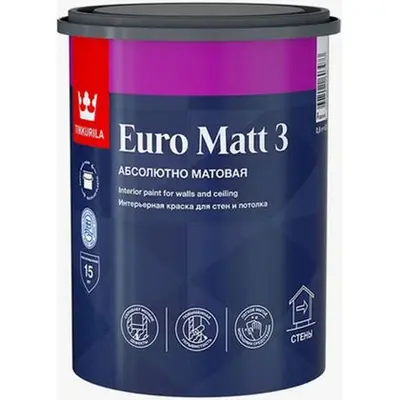 Краска TIKKURILA Euro  3 А 0,9л белая