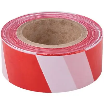 Лента сигнальная красно-белая, 50 мм х 200м