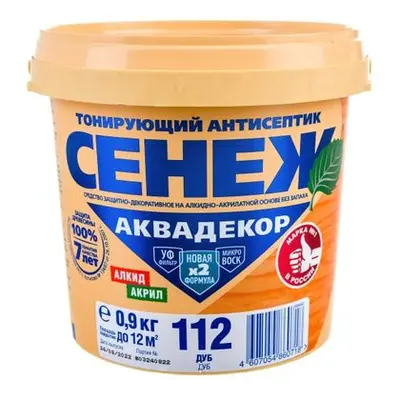 Антисептик СЕНЕЖ Аквадекор Х2-112 дуб 0,9кг