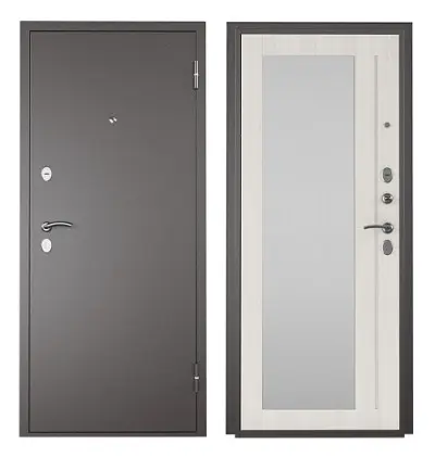 Дверь ПРОМЕТ /860/ Титан Зеркало/Графит высота 2050 Правая