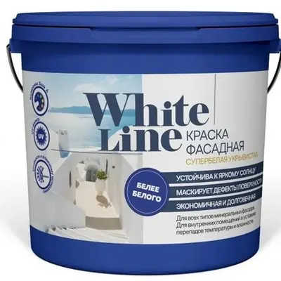 Краска White Line фасадная супербелая Base A  0,9кг