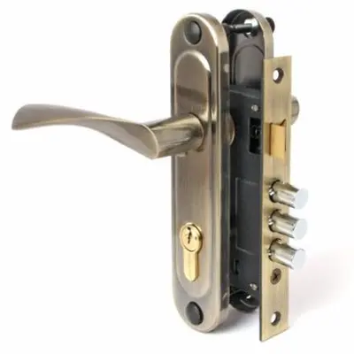 Замок АПЕКС врезной с ручкой и цилиндром 1027 AB