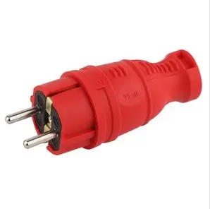 Вилка каучуковая с/з V8-RED-IP44 прямая 16A IP44 красная ЭРА