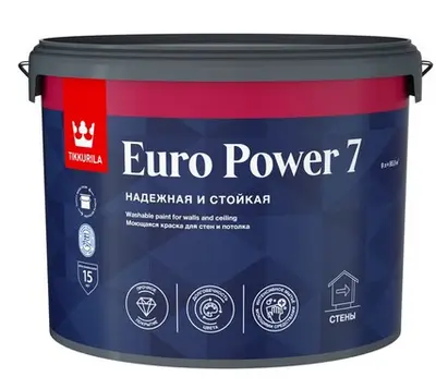 Краска Euro 7 А 9л белая
