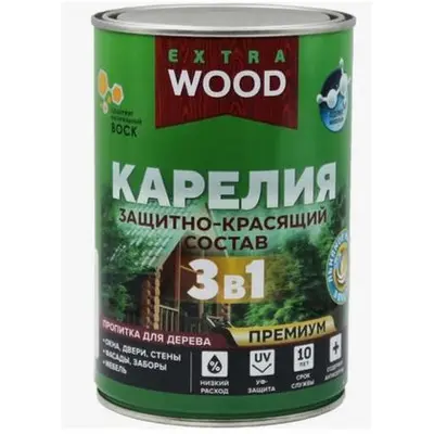 Защитно-красящий состав WOOD EXTRA  3 в 1 карелия тик 0.75 л