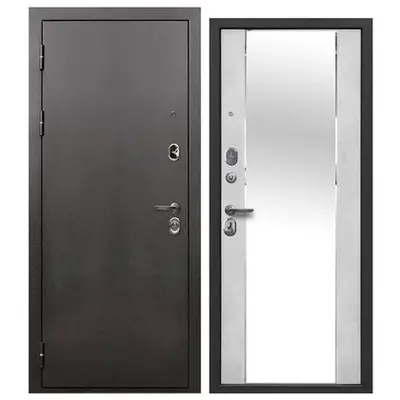 Дверь FERRONI /860/ 9см  МЕТ Букле графит, Зеркало Бетон снежный Левая