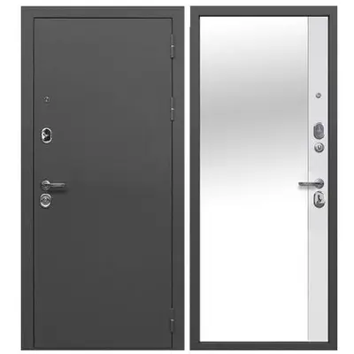 Дверь FERRONI /860/ 9см Серебро зеркало Эмалит белый Левая