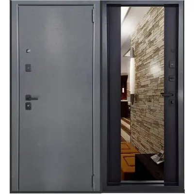 Дверь TANDOOR /960/ Пантеон 293 Букле темно-серый/ Черный кварц высота 2050мм Правая