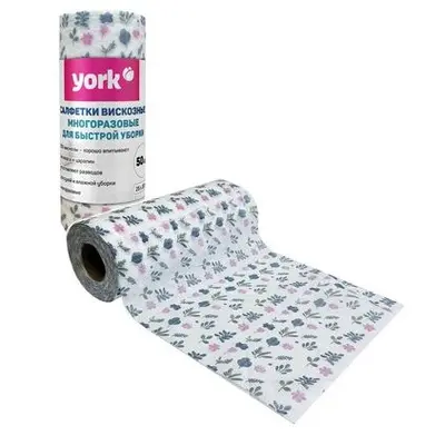 Салфетки York в рулоне вискоза 25х30см, 50шт, 020500