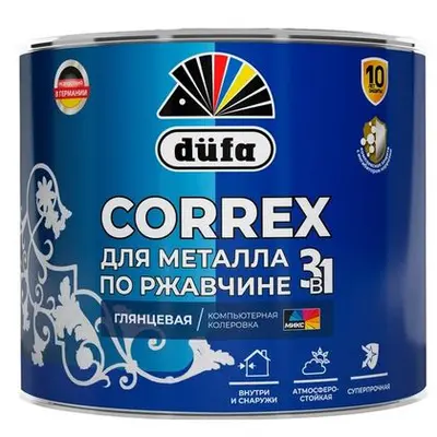 Грунт-эмаль DUFA Correx по ржавчине 3 в 1 глянц. база 1 2л