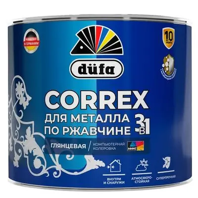 Грунт-эмаль DUFA Correx по ржавчине 3 в 1 глянц. база 3 0,75л