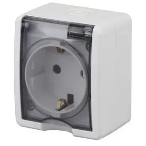 Розетка 2P+E IP54 Эра Эксперт  16АХ-250В  ОУ белый