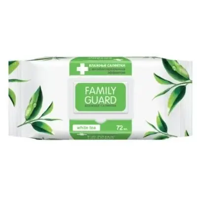 Салфетки влажные Family Guard 72шт с клапаном Белый чай (ЧЗ)