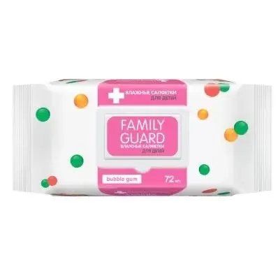 Салфетки влажные Family Guard 72шт с клапаном Bubble Gum (ЧЗ)
