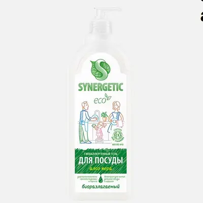 Ср-во д/мытья посуды Synergetic 1л алоэ