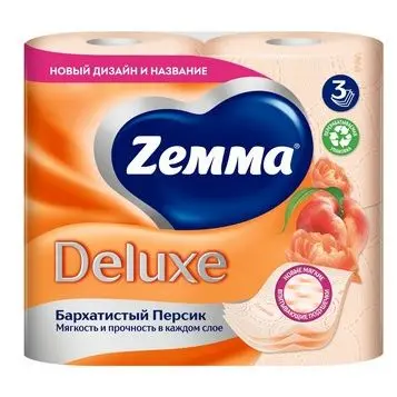 Бумага туалетная ZEMMA Deluxe 3-сл. 4 шт Бархатистый персик