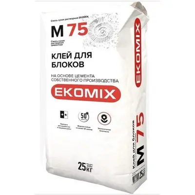 Клей EKOMIX для блоков М75 25кг