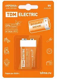 Батарейка Крона 6lR61 9V BP-1 TDM