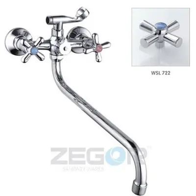 Смеситель ZEGOR DMT7-В722 ванна с двух.поз. картр. пер. 24 шлица