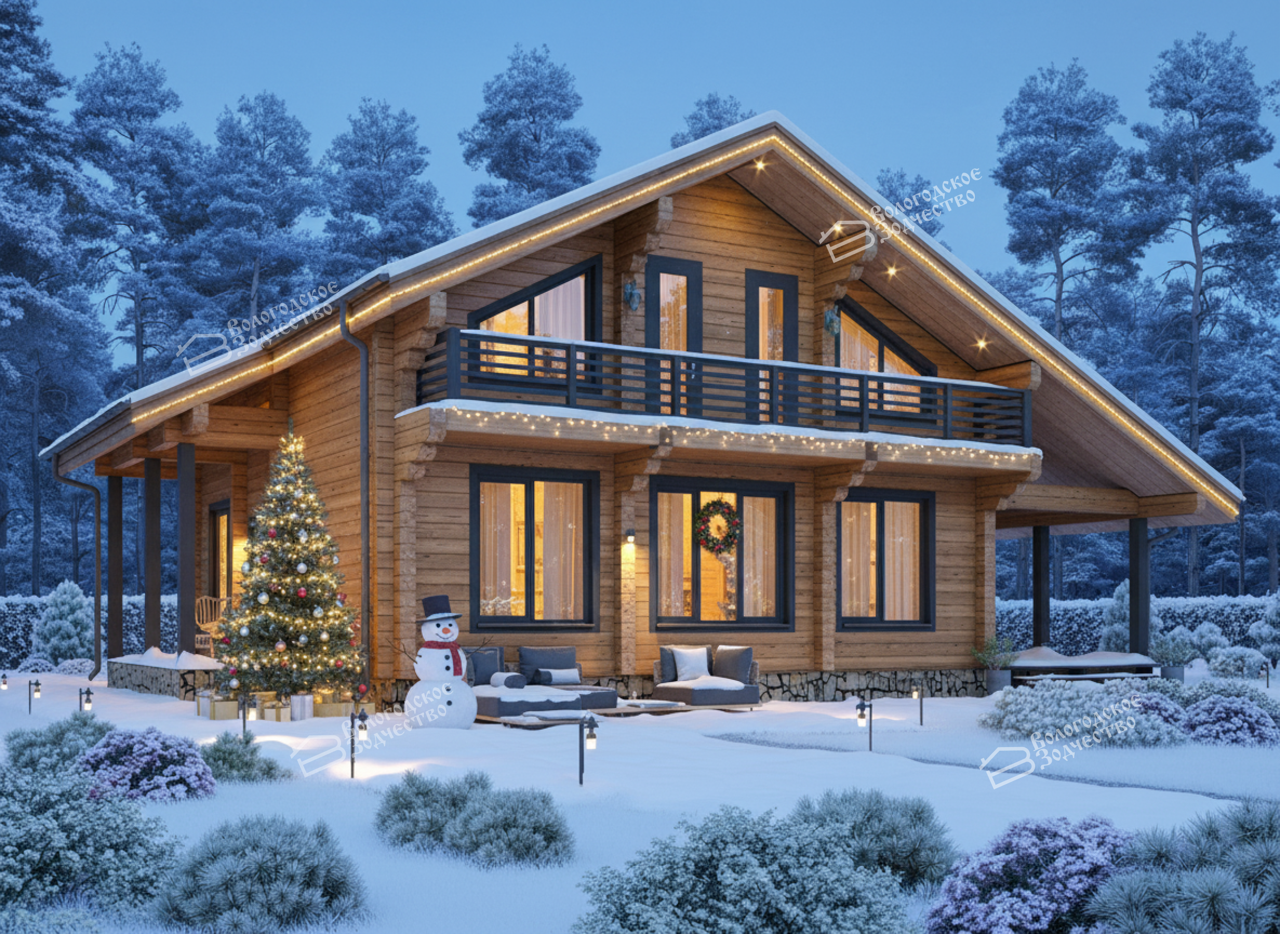 Пример дома из клееного бруса — проект VZ-370