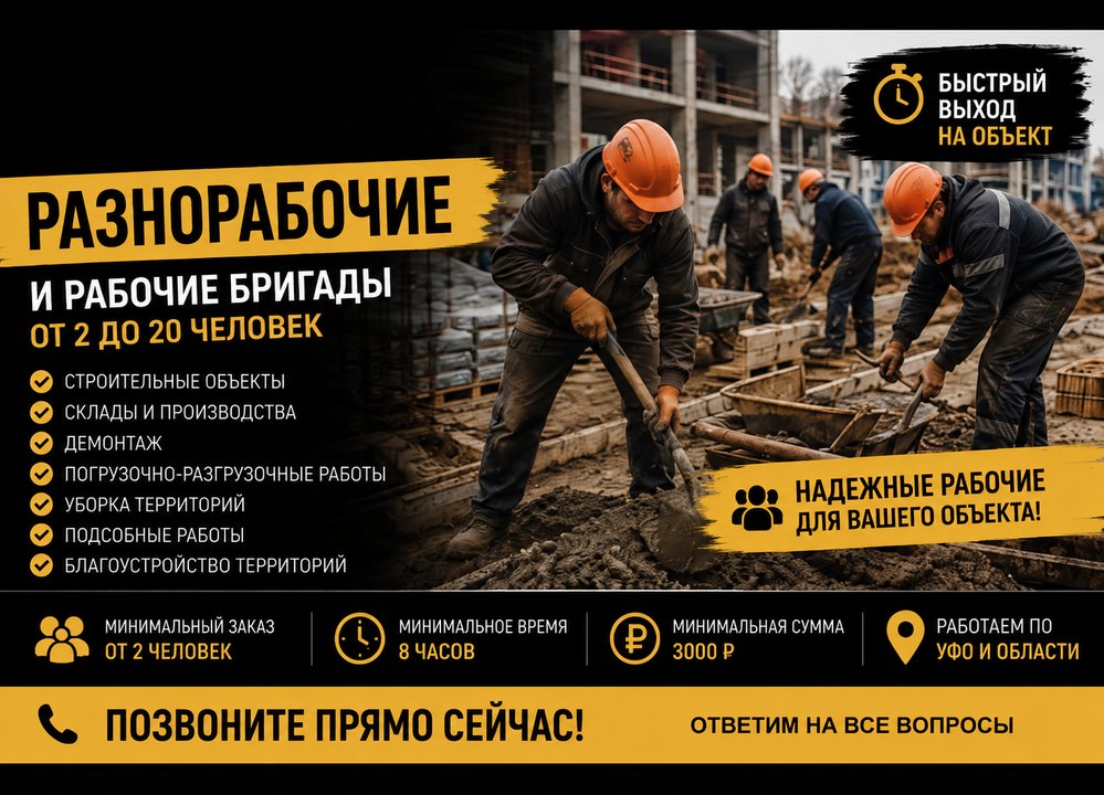 Разнорабочие. Предоставление рабочего персонала