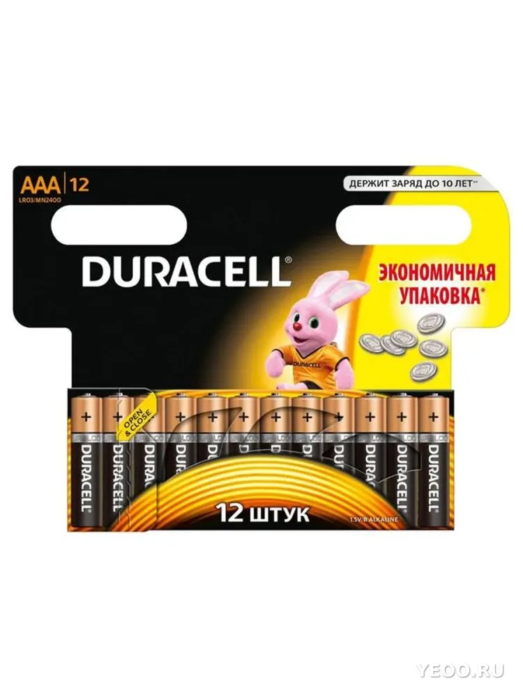 Батарейки Duracell мизинчиковые алкалиновые 12 шт