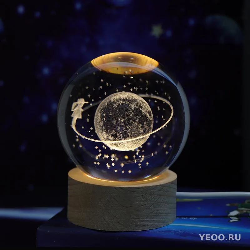 Ночникхрустальный шардевочка на луне 8d