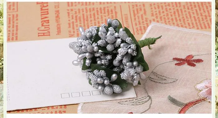 Искусственные цветы с бусиной-сердцевиной, 144 шт. в упаковке