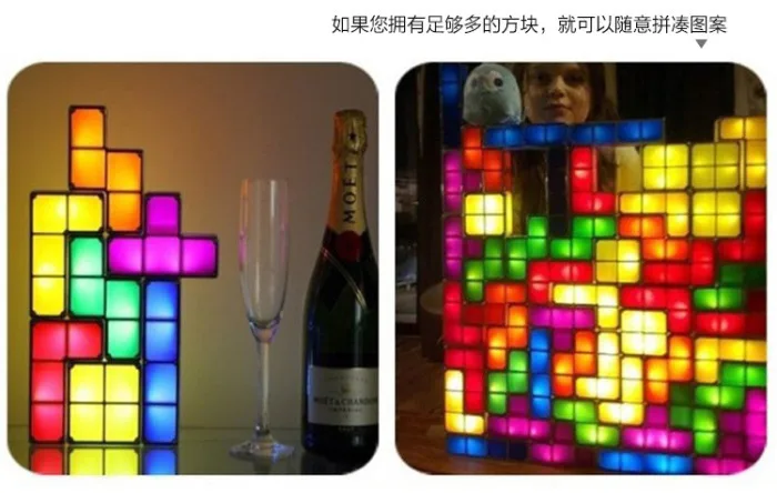 Светодиодный настольный светильник из DIY-кубиков, разноцветный