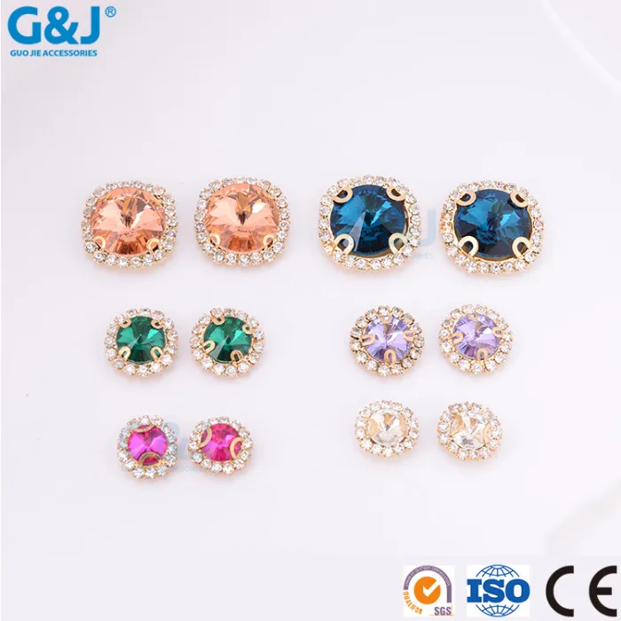 Фурнитура для одежды: кристалл-зажим «конский глаз», когтевая цепочка, стеклянные кристаллы с ручным швом