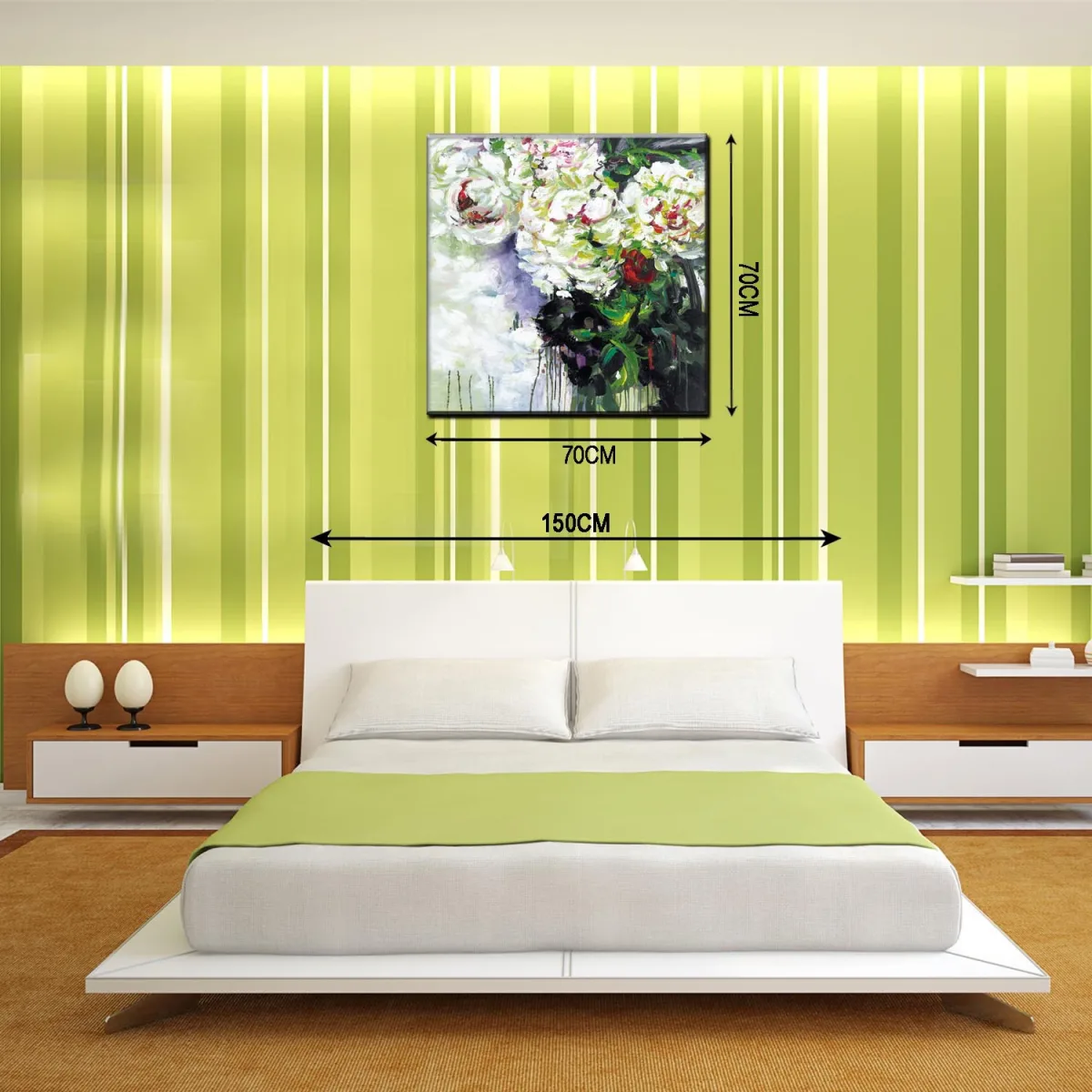 Картина маслом абстрактная, белые цветы, 50×50–80×80 см