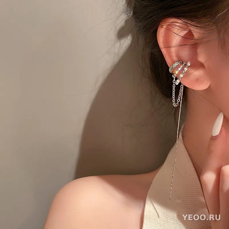 Сережки-клипсы с бабочками и стразами, без прокола, для ушной раковины