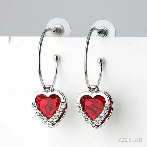 Серьги-кисточки красные кристаллы в китайском стиле