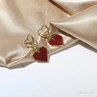 Серьги-кисточки красные кристаллы в китайском стиле