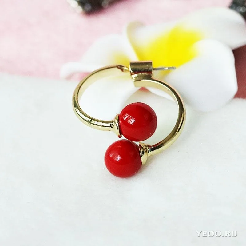 Серьги-кисточки красные кристаллы в китайском стиле