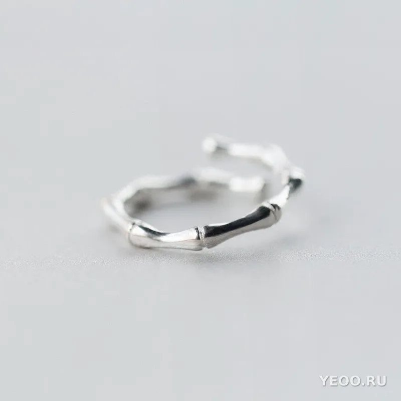 Кольцо из серебра S925, бамбуковое звено, женское, регулируемое, корейский стиль