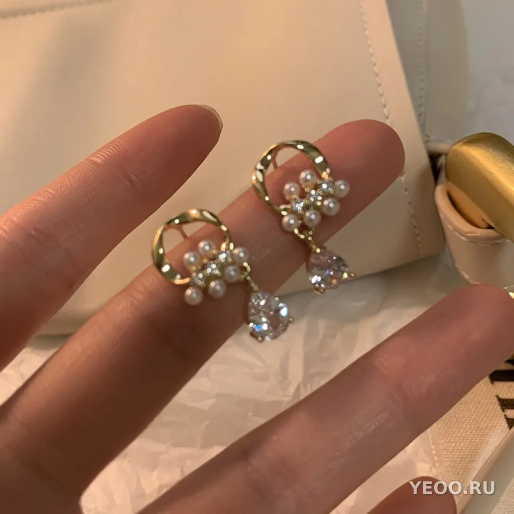Жемчужные серьги-кольца женские, в корейском стиле, миниатюрные