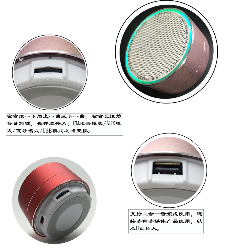 Мини-колонка металлическая Bluetooth с сабвуфером и слотом для карты памяти