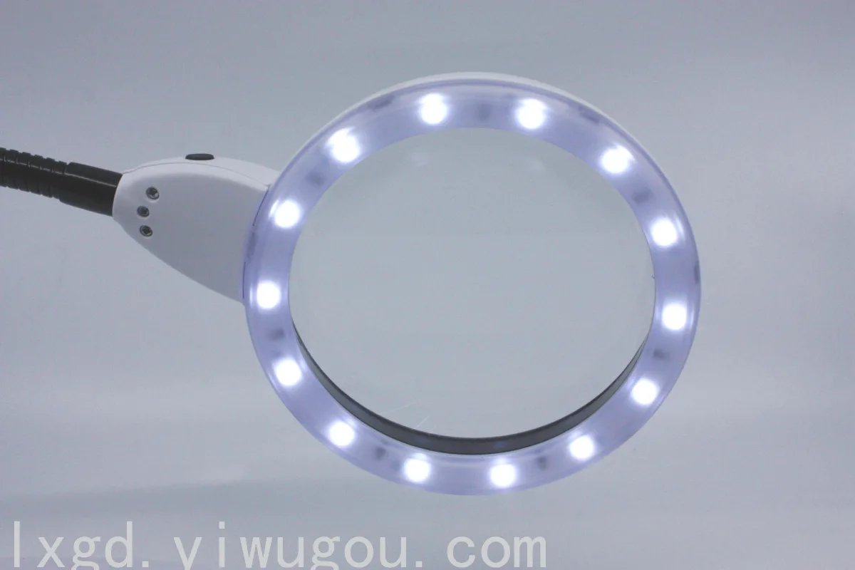 Настольная лупа с LED-подсветкой на гибкой ножке, 21 светодиод
