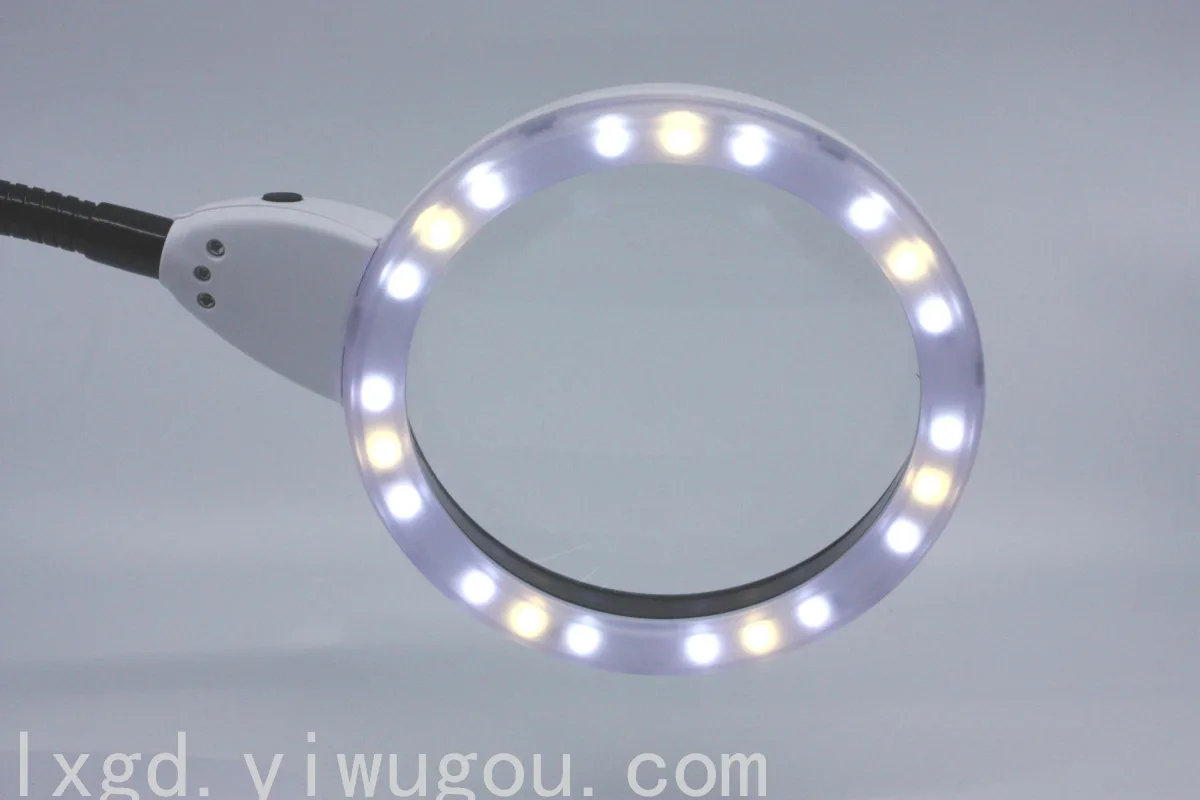 Настольная лупа с LED-подсветкой на гибкой ножке, 21 светодиод