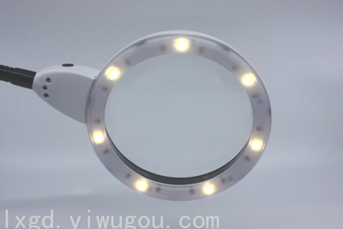 Настольная лупа с LED-подсветкой на гибкой ножке, 21 светодиод