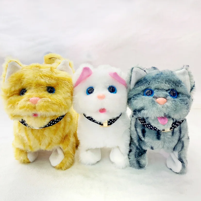 Электрическая плюшевая кошка, ходящая и мяукающая, игрушка-питомец
