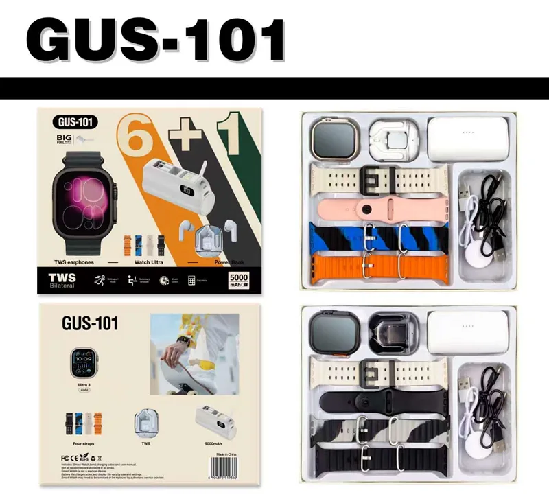 Умные часы GUS с Bluetooth-звонками и наушниками, 7 в 1, спортивные
