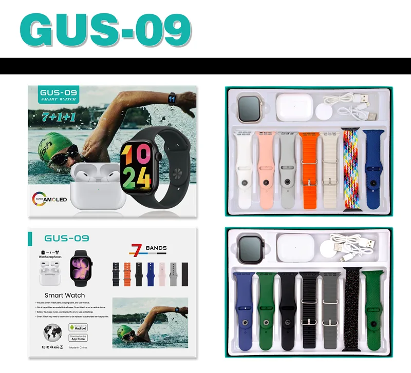 Умные часы GUS с Bluetooth-звонками и наушниками, 7 в 1, спортивные