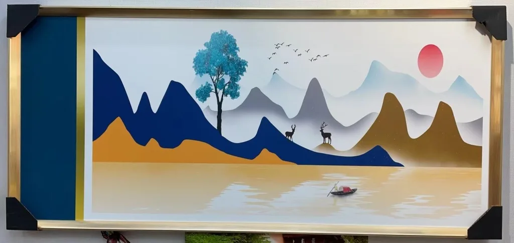 Декоративное панно 30x60 см матовое, абстрактное, в рамке