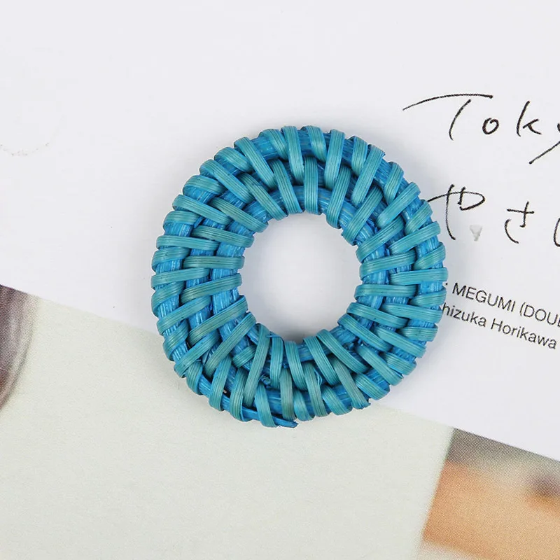 Серьги-подвески женские ручного плетения из ротанга, круглые, 3,5 см
