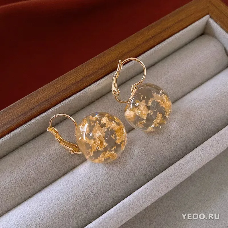 Серьги-гвоздики из металла в стиле ретро, цвет кофе с молоком и темный леопардовый узор